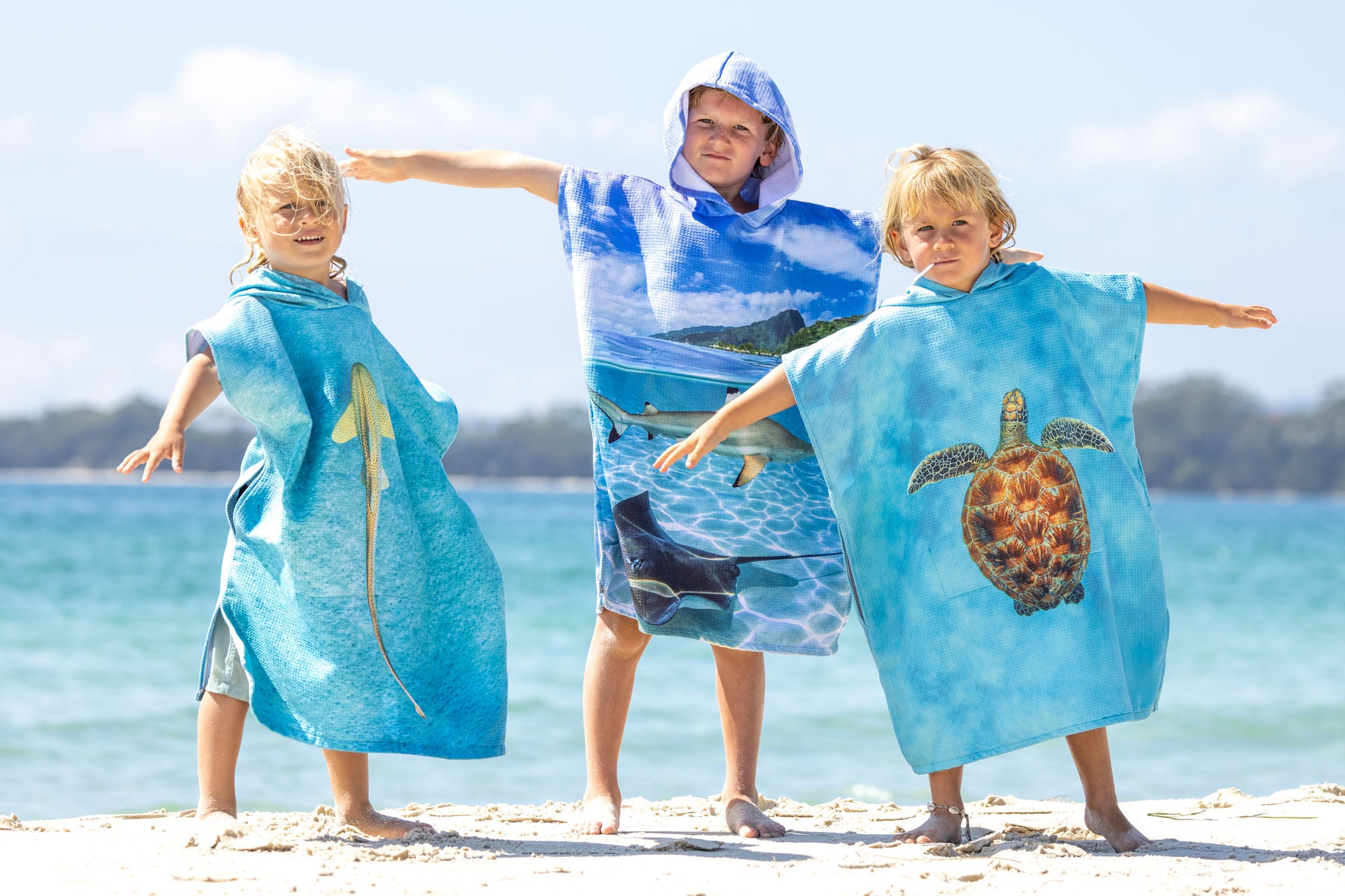 Sea Turtle Great Barrier Reef - Kids Hooded Beach Towel